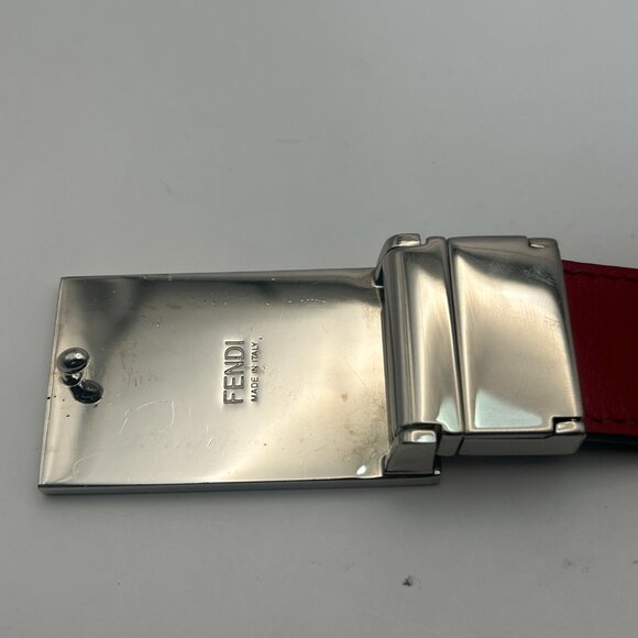 Fendi Monster Eyes Red & Black Leather Bel - Picture 3 of 6